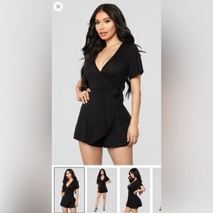 Fashion Nova Black Wrap Romper